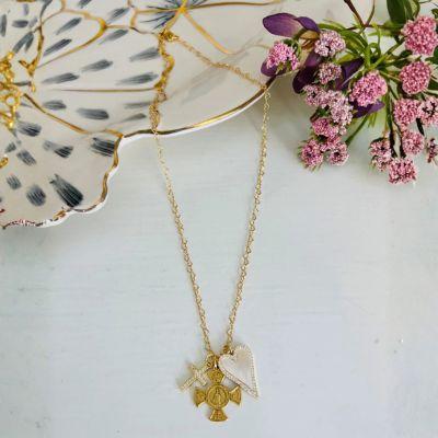 Grace-filled with Jesus, Cross and Mother of Pearl Heart