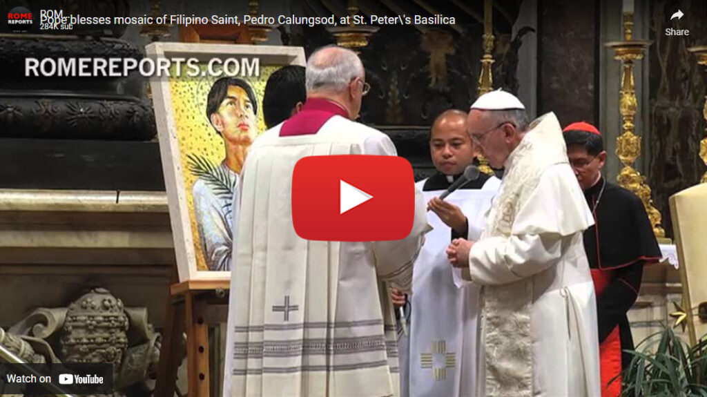 Pope blesses mosaic of Filipino Saint, Pedro Calungsod, at St. Peter's Basilica