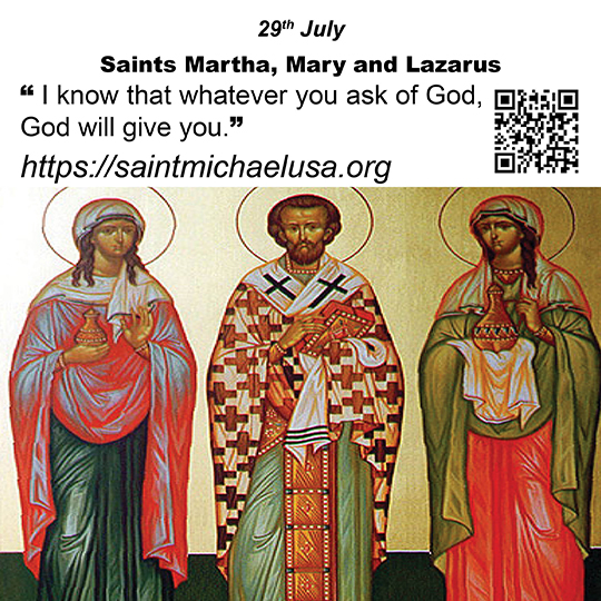 Saints Martha, Mary and Lazarus– 29th July - Saint Michael Center