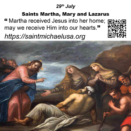 Saints Martha, Mary and Lazarus– 29th July - Saint Michael Center