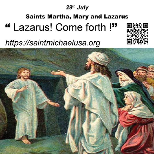 Saints Martha, Mary and Lazarus– 29th July - Saint Michael Center